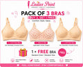 PACK OF 3 BRA ( 2 COTTON BRA 1 MALAI BRA) 1 GIFT BRA WITH RANDOM SIZE & COLOR