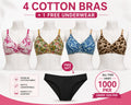 PACK OF 4 COTTON BRAS & 1 FREE GIFT UNDER WEAR